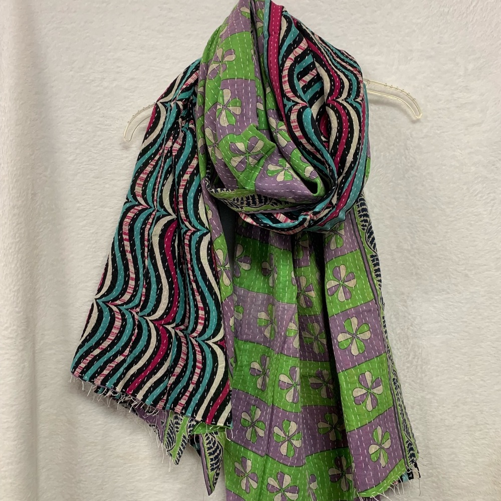 Handmade cotton scarf shawl 30 x 80 of a kind